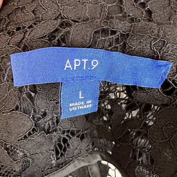 Apt 9 Jacket Black Lace Floral Womens L Open Front Sheer Long Sleeve Evening NWT - Picture 9 of 9